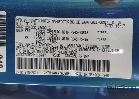 2017 Toyota Tacoma Sr5 V6 z USA, uszkodzony, nr VIN 3TMCZ5AN3HM116747